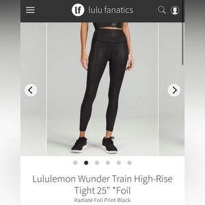 lululemon athletica Wunder Train HR 25” Black Faux Shine Leggings